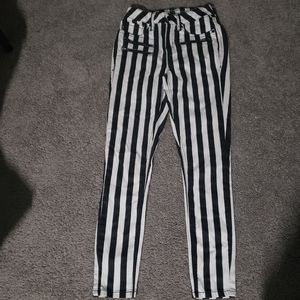 Black & white striped pants